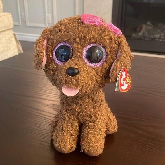Ty Beanie Boos Maddie the Brown Dog w Pink Bow NWT 9” tall Excellent Condition - Picture 1 of 9